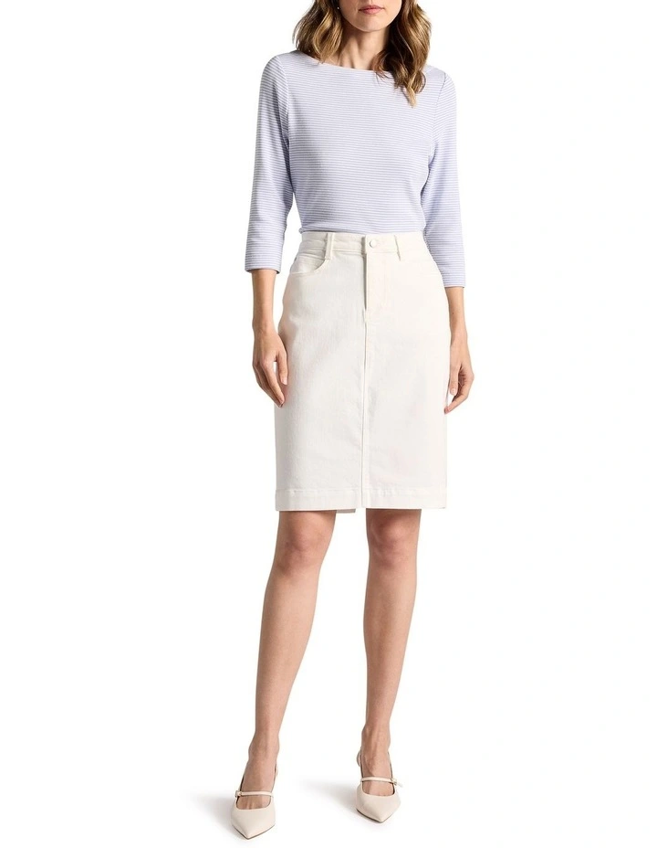 Marnie Denim Skirt in White image 1