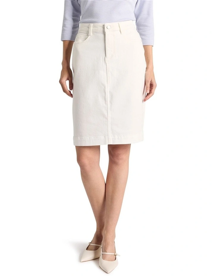 Marnie Denim Skirt in White image 2