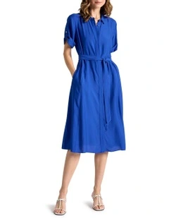 Patricia Shirt Dress in Cobalt