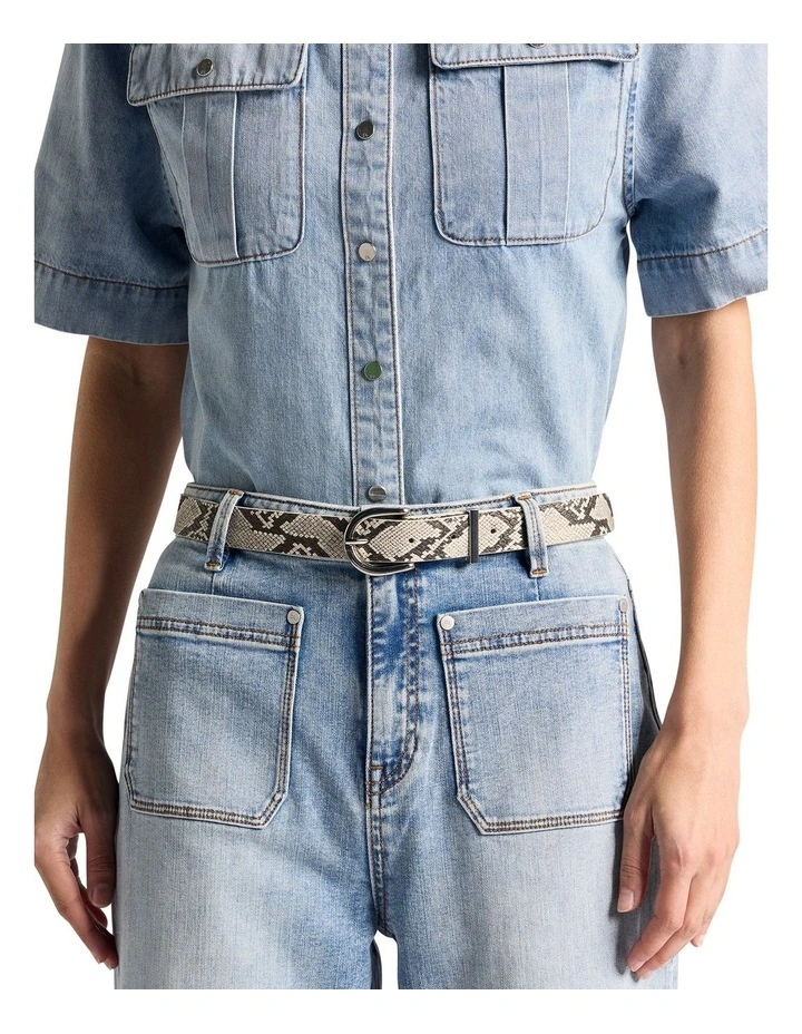 Clovelly Textured Leather Belt in Snake image 3
