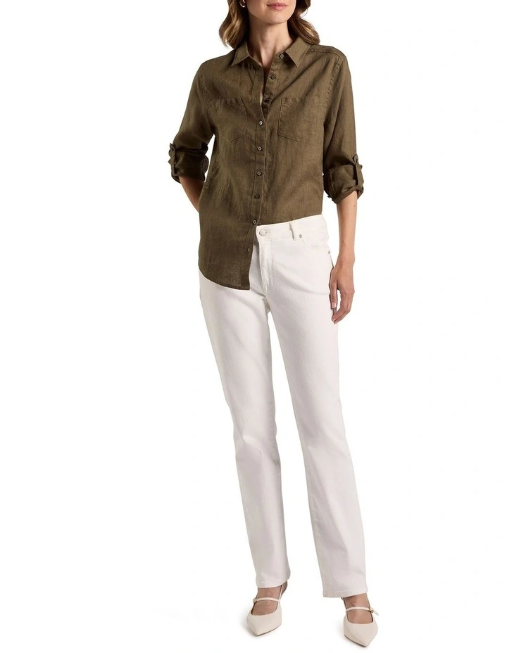 Elias Linen Shirt in Moss image 2