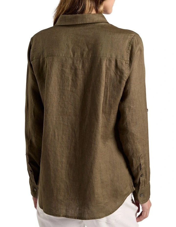 Elias Linen Shirt in Moss image 4