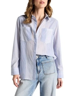 Ikeda Overshirt in Blue Stripe