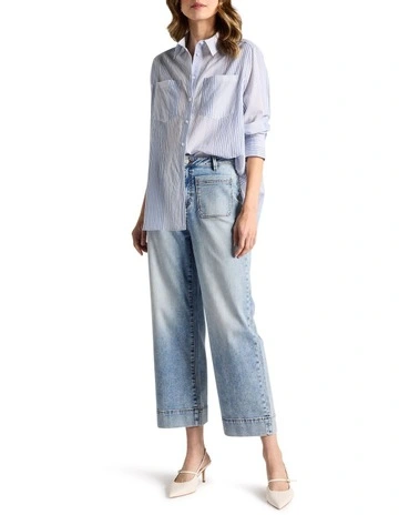 Ikeda Overshirt in Blue Stripe