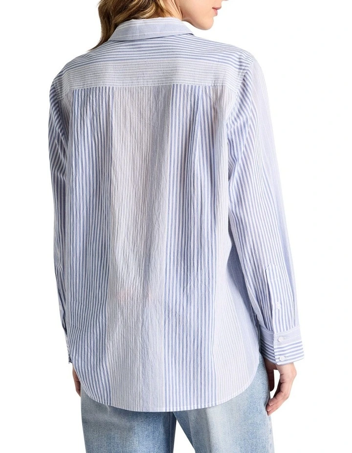 Ikeda Overshirt in Blue Stripe image 4