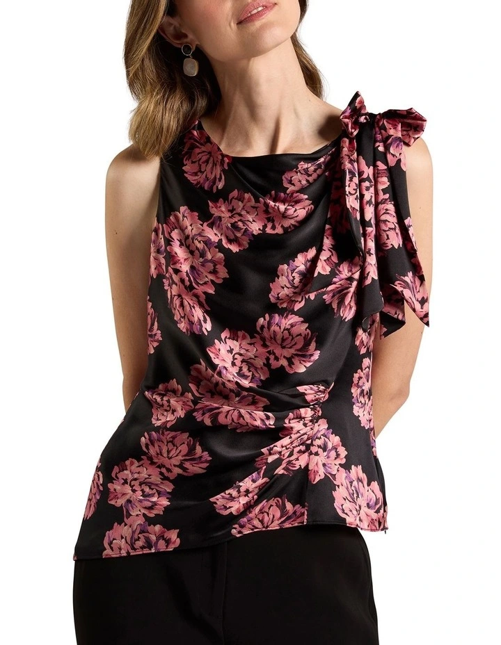 Delanie Sleeveless Silk Top in Black image 1