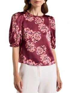 Delanie Silk Blouse in Red