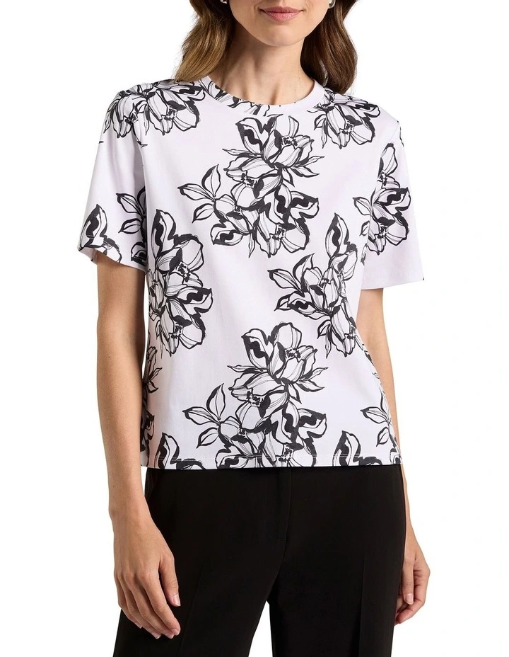 Lyla Mercerised Cotton Tee in Cream image 1