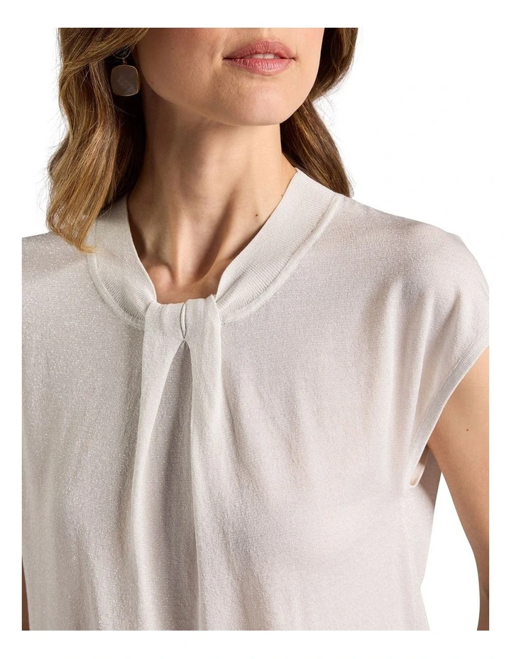 Alba Shimmer Knit Tee in Silver image 3
