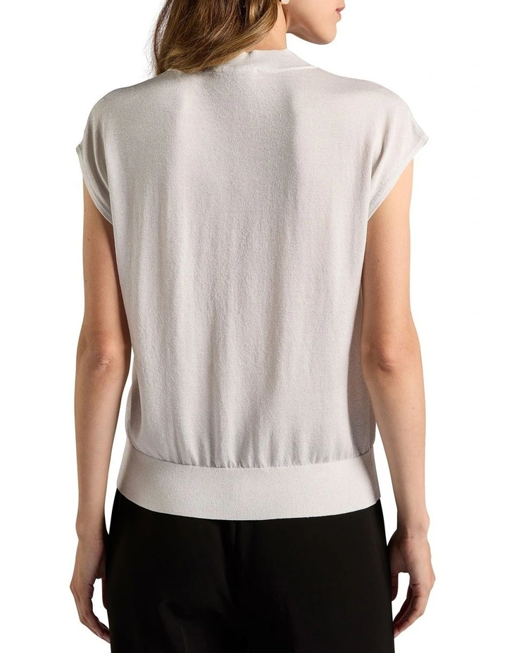 Alba Shimmer Knit Tee in Silver image 4