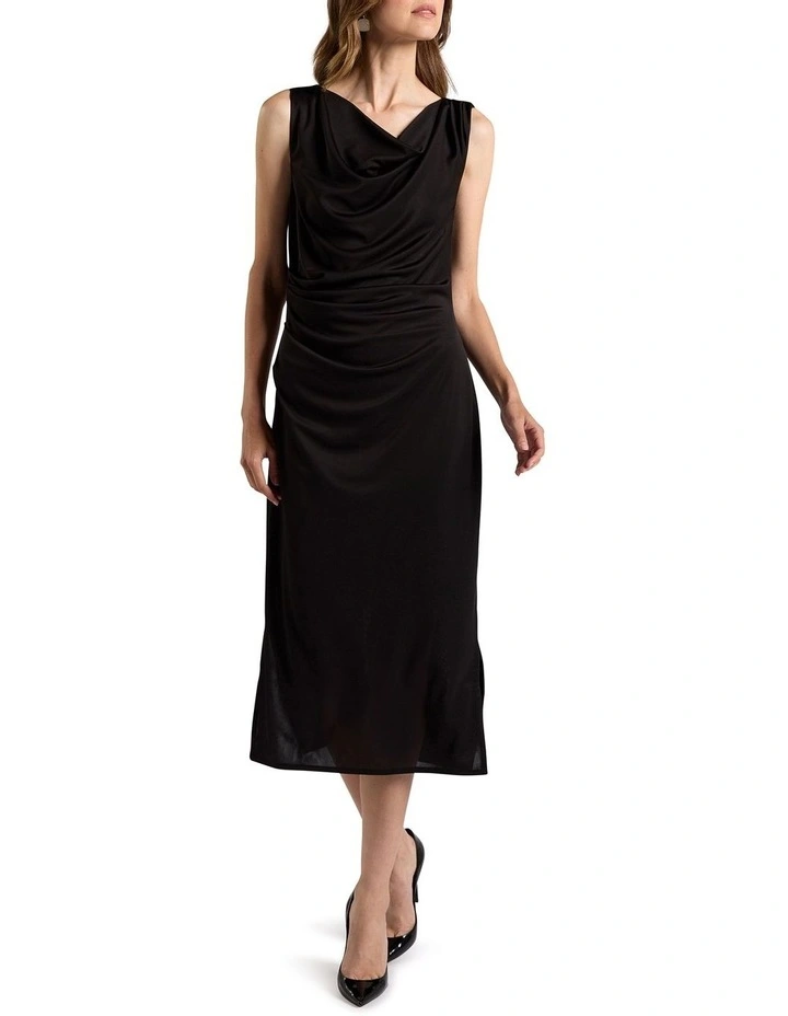 Sella Mesh Midi Dress in Black image 1
