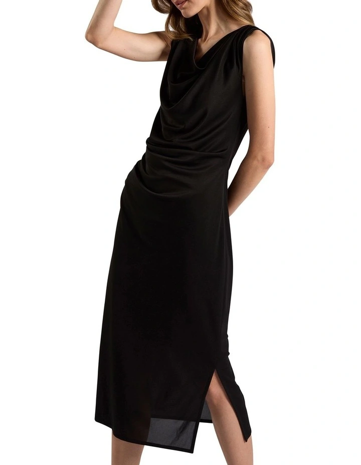 Sella Mesh Midi Dress in Black image 2