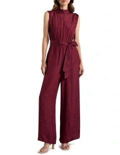 Wilda Silk Blend Jumpsuit in Shiraz Red