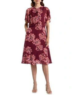 Delanie Viscose Dress in Red