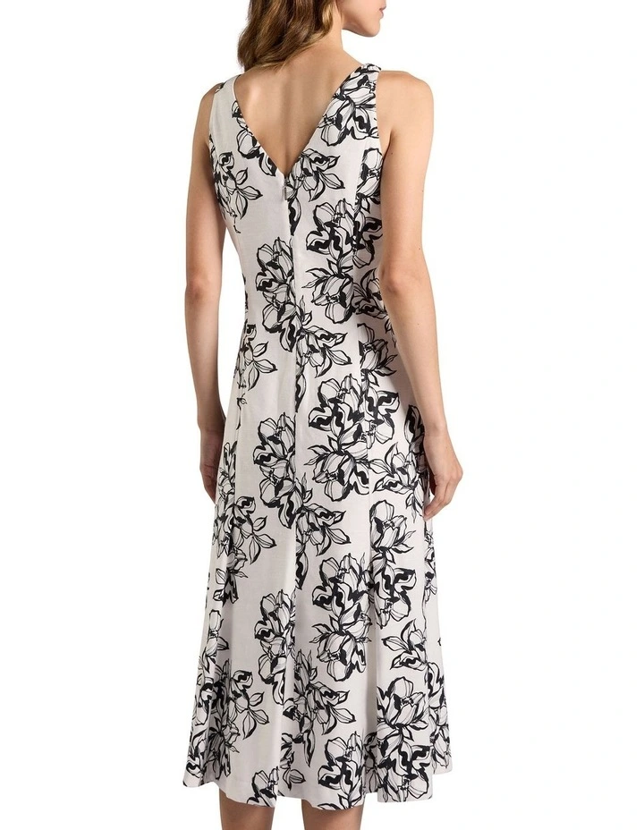 Lyla Stretch Linen Dress in Ivory Multi image 3