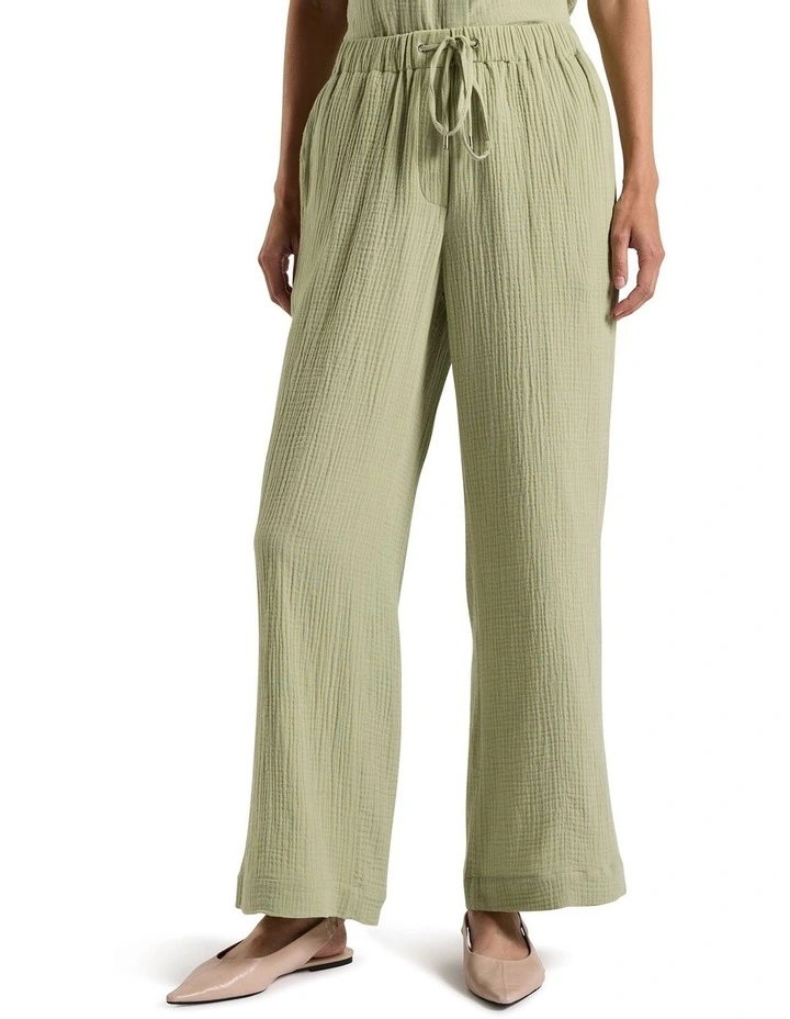 Maurine Cotton Crinkle Pant in Sage image 2