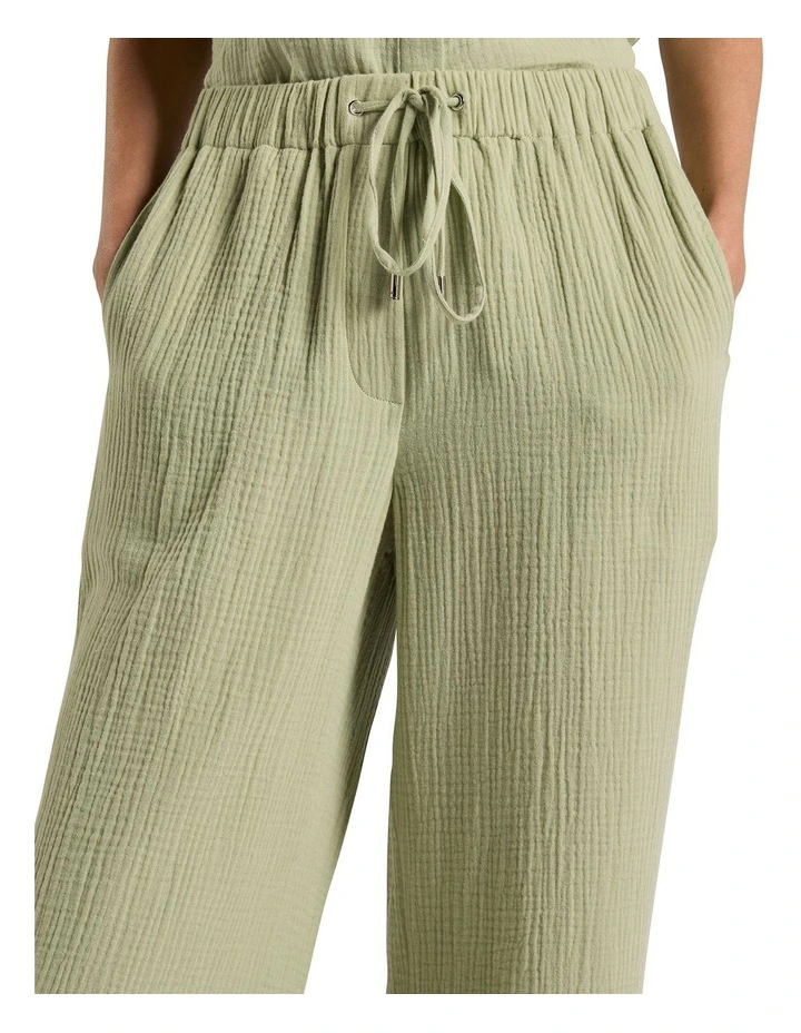 Maurine Cotton Crinkle Pant in Sage image 3