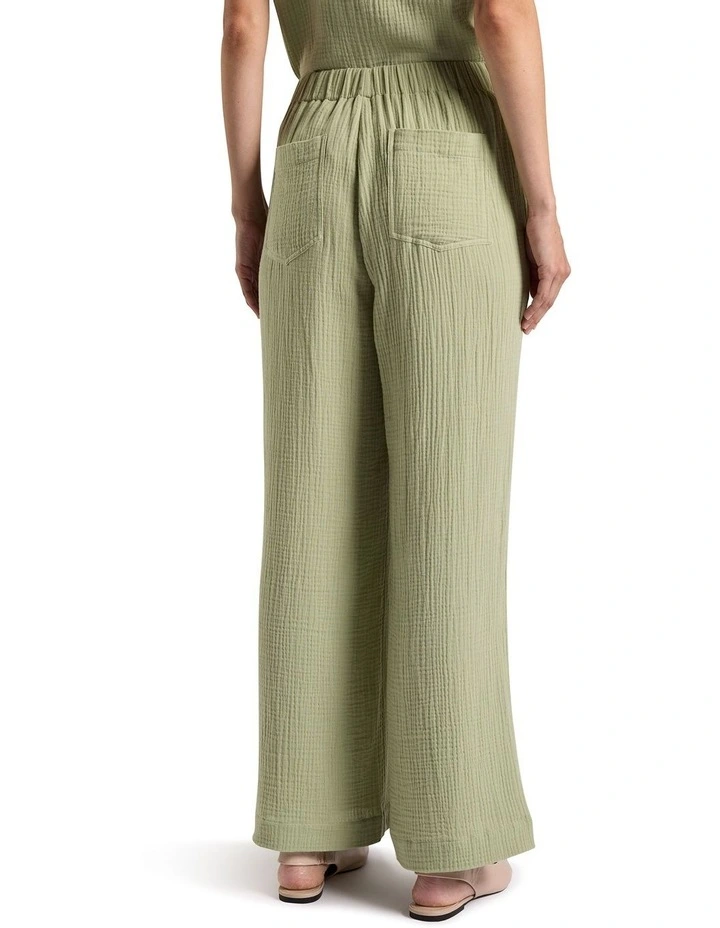 Maurine Cotton Crinkle Pant in Sage image 4