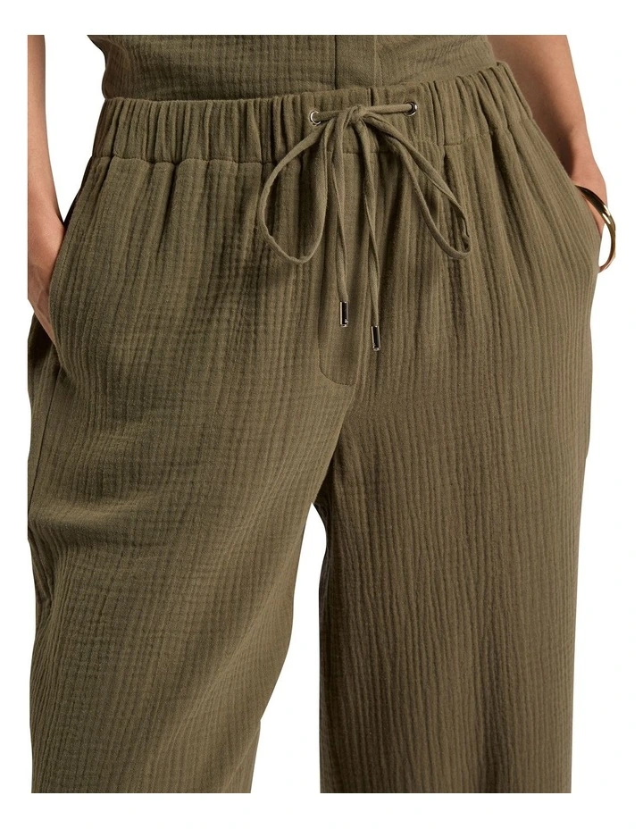 Maurine Cotton Crinkle Pant in Moss image 3