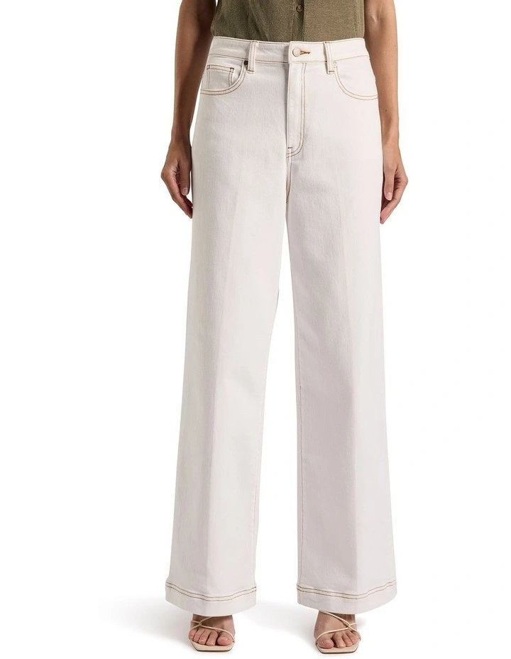 Zola Wide Leg Jean in White image 2
