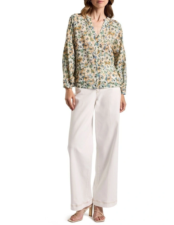 Seattle Cotton Blouse in Sage Multi image 2