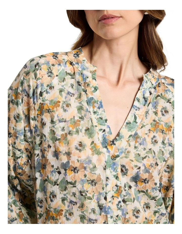 Seattle Cotton Blouse in Sage Multi image 3