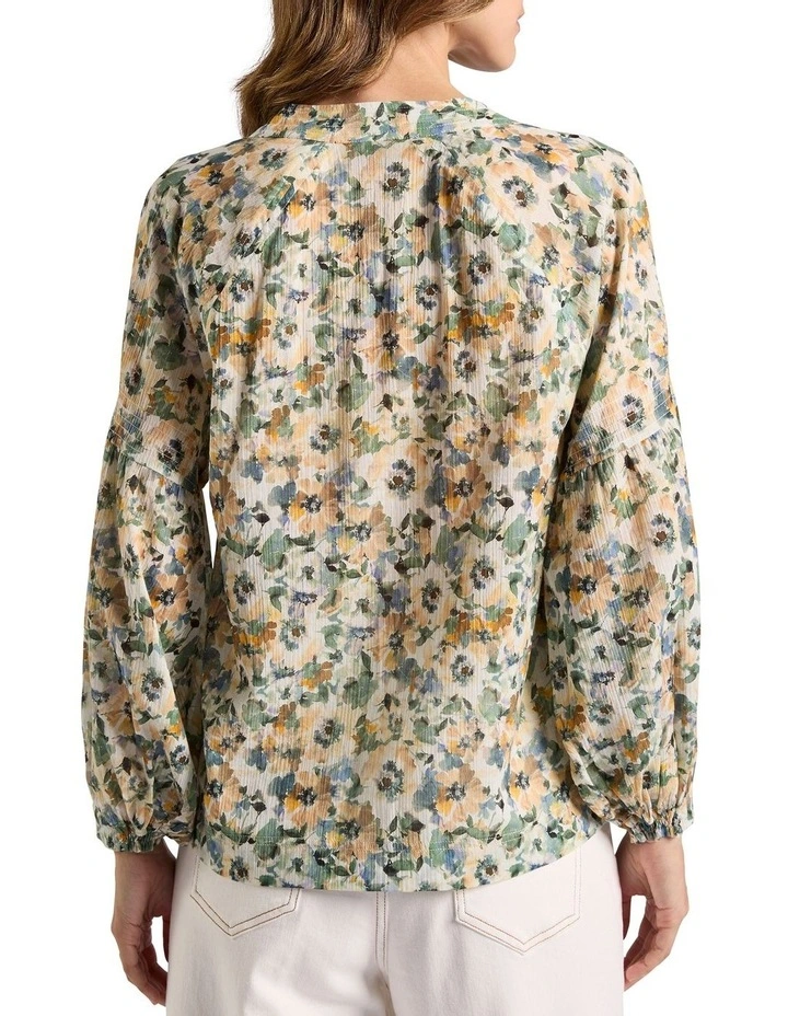 Seattle Cotton Blouse in Sage Multi image 4