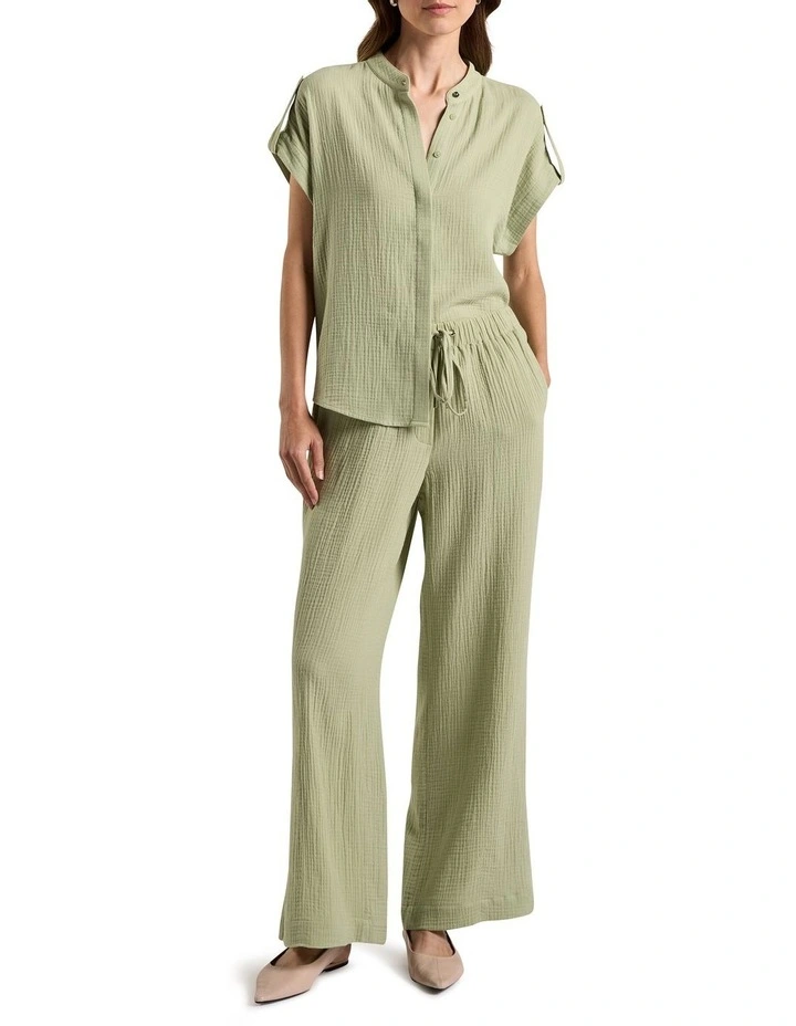 Maurine Cotton Crinkle Shirt in Sage image 2