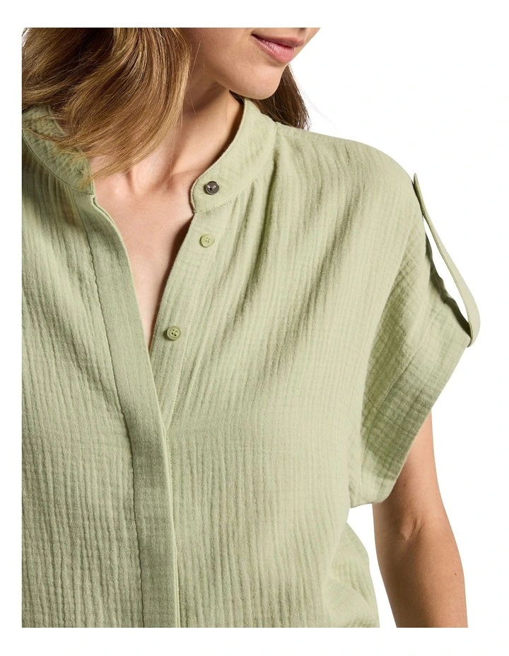 Maurine Cotton Crinkle Shirt in Sage image 3