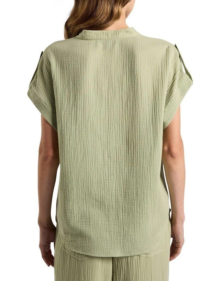 Maurine Cotton Crinkle Shirt in Sage image 4