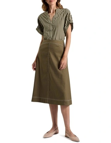 Hazel Stripe Shirt in Moss Stripe