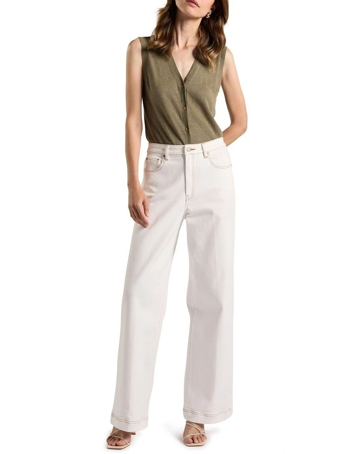 Ciara Linen Knit Vest in Moss image 2