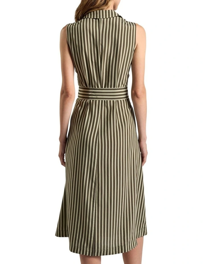 Hazel Shirt Dress in Moss Stripe image 4