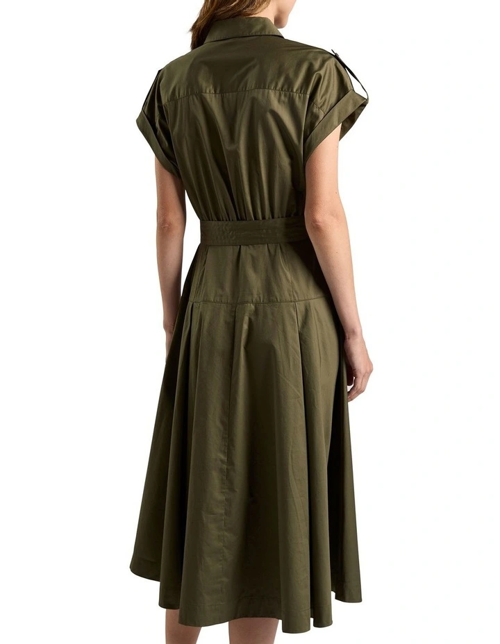 Chrissy Cotton Shirt Dress in Moss image 4
