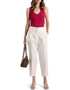 Alima Stretch Linen Pant in Ivory