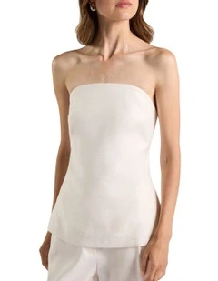 Alima Stretch Linen Top in Ivory
