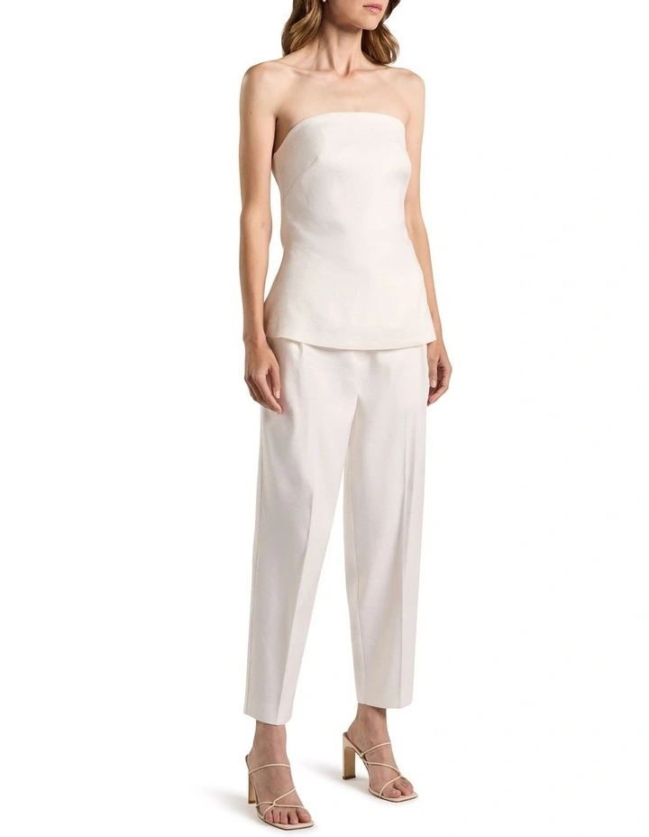 Alima Stretch Linen Top in Ivory image 2