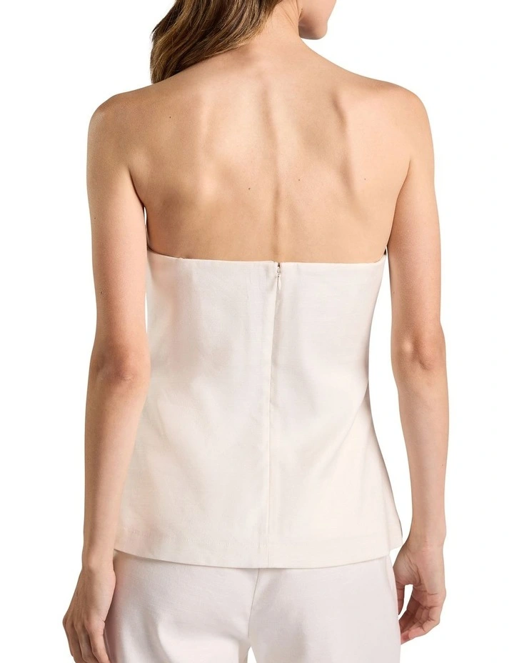 Alima Stretch Linen Top in Ivory image 4