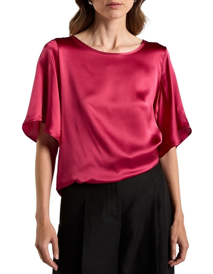 Amora Silk Mix Top in Beetroot image 1