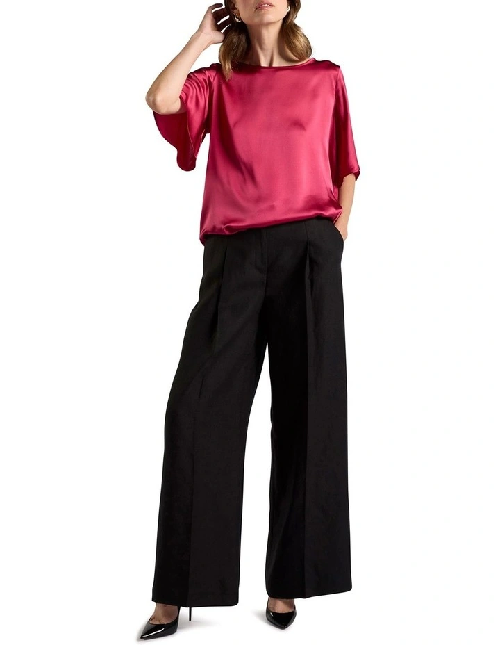 Amora Silk Mix Top in Beetroot image 2