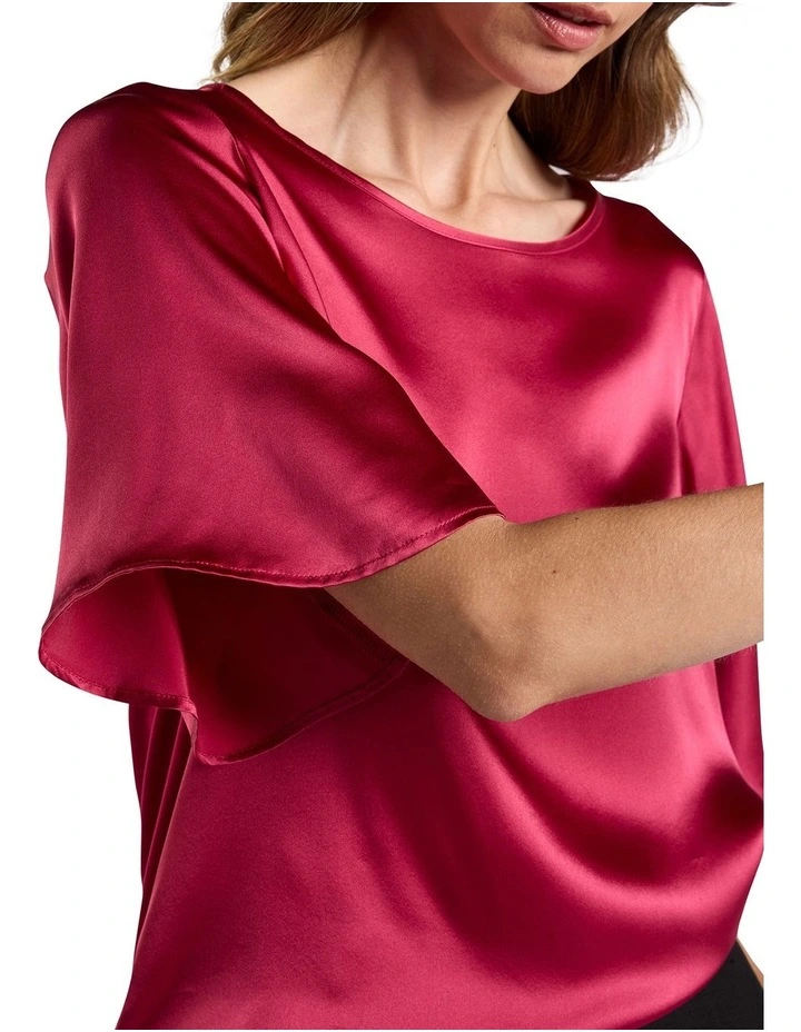 Amora Silk Mix Top in Beetroot image 3