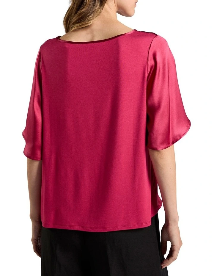 Amora Silk Mix Top in Beetroot image 4