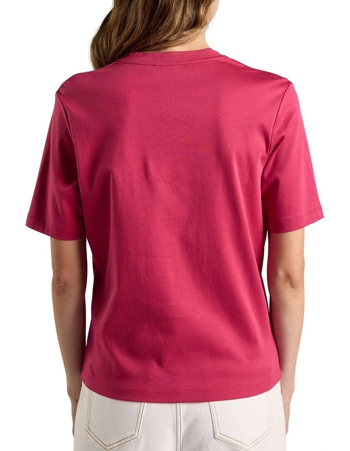 Misty V Neck Cotton Tee in Beetroot image 4