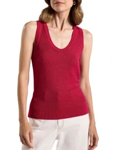Lorez Linen Blend Tank in Beetroot
