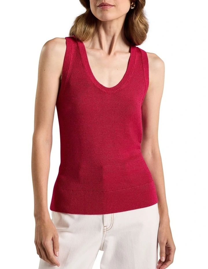 Lorez Linen Blend Tank in Beetroot image 1