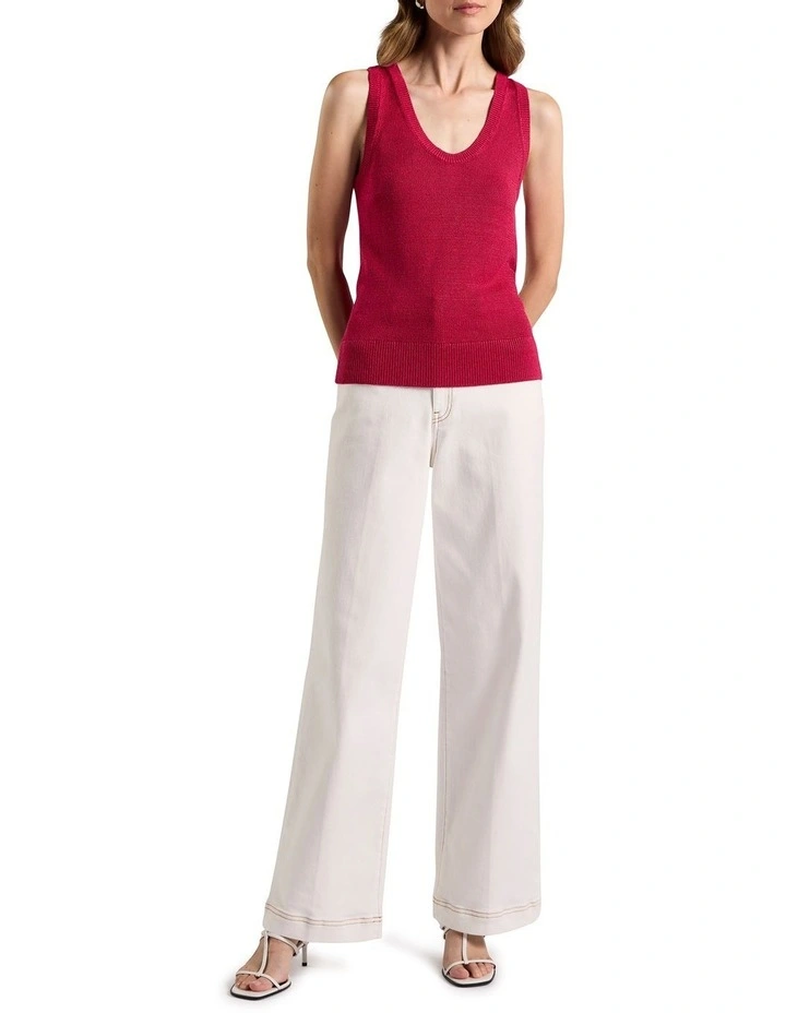 Lorez Linen Blend Tank in Beetroot image 2