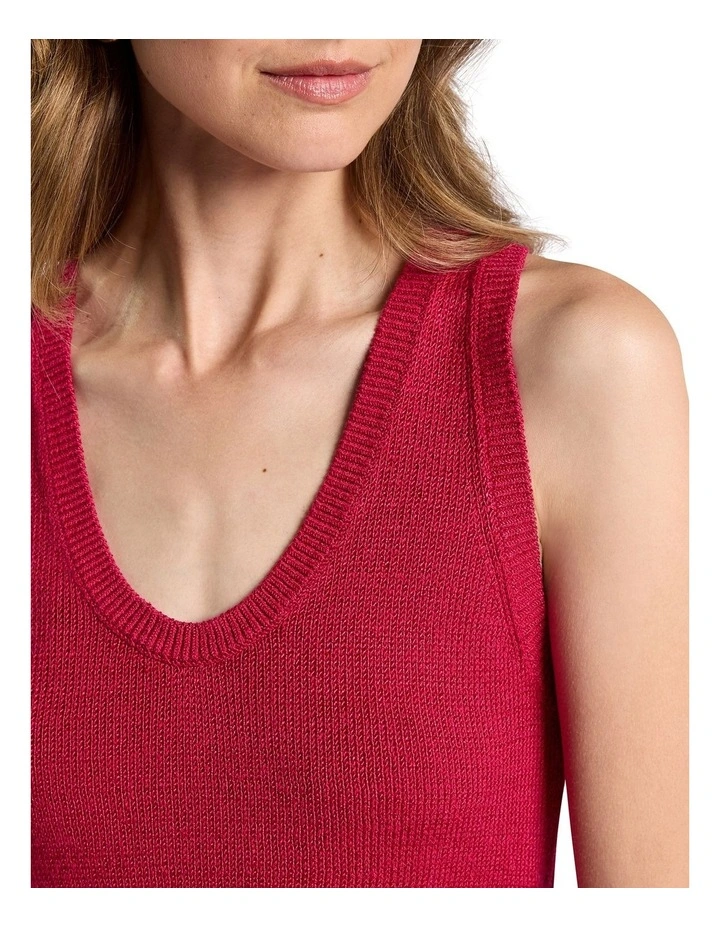 Lorez Linen Blend Tank in Beetroot image 3