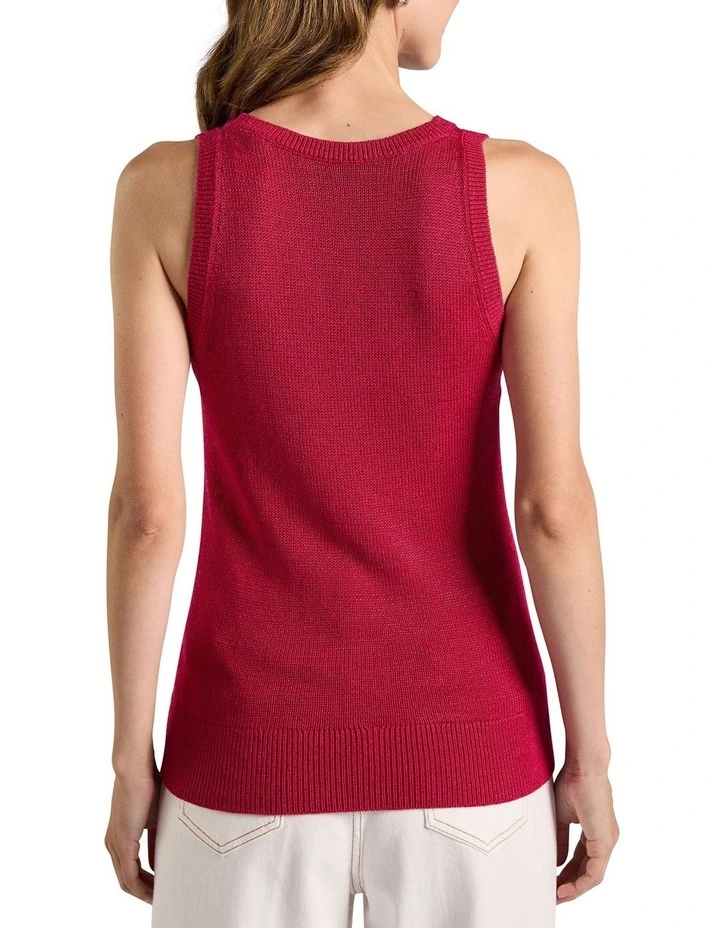 Lorez Linen Blend Tank in Beetroot image 4