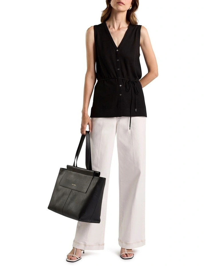 Jordan Silk Blend Knit Vest in Black image 2