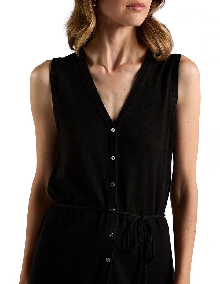 Jordan Silk Blend Knit Vest in Black image 3